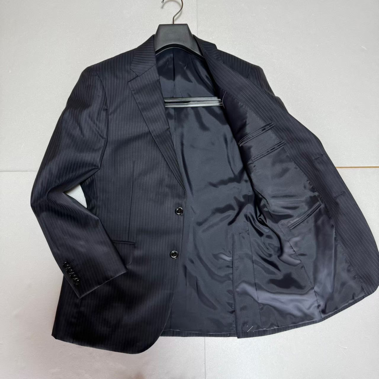 【OG-23】GIVERDYE (ジバルディ)617B8002 ネイビー シャドーストライプツーパンツスーツ A5