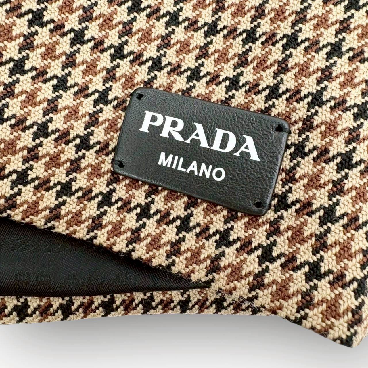 【669-10】PRADA パンツ Houndstooth Check Shorts Tobacco ファイユ ショートパンツ/36 XS/レディース/付属