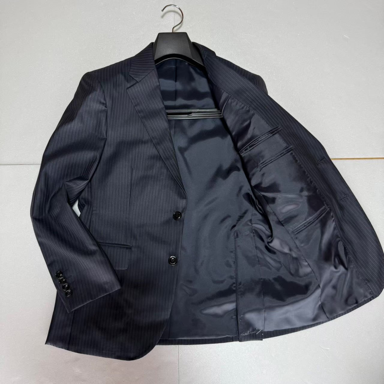 【OG-22】GIVERDYE (ジバルディ)617B8002 ネイビー シャドーストライプツーパンツスーツ A3