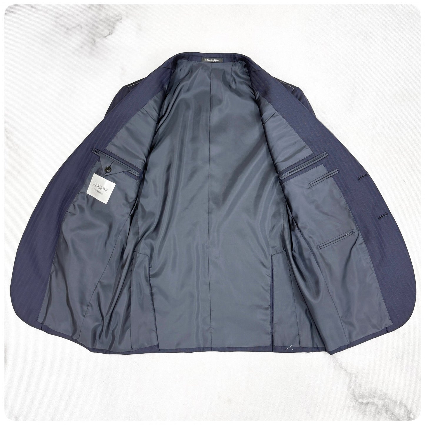 新品 GIVERDYE ジバルディ 3ピース ストライプ ビジネススーツ ネイビー S
