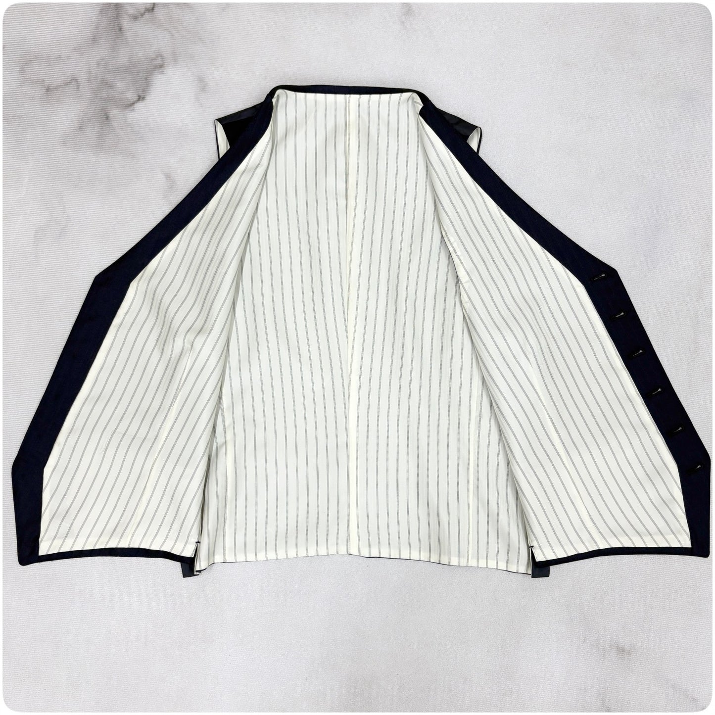 新品 GIVERDYE ジバルディ 3ピース ストライプ ビジネススーツ ネイビー S