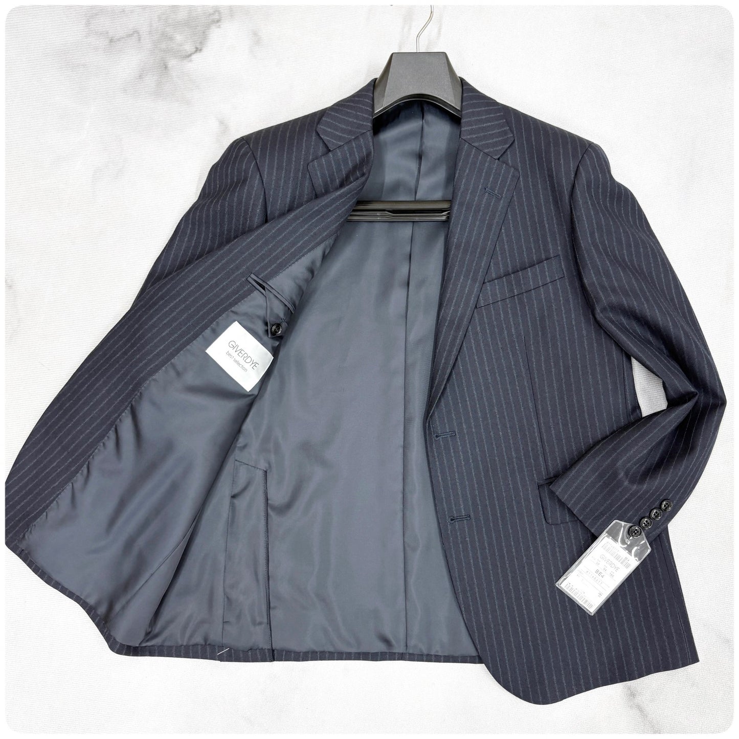 新品 GIVERDYE ジバルディ ストライプ ビジネススーツ ネイビー XL