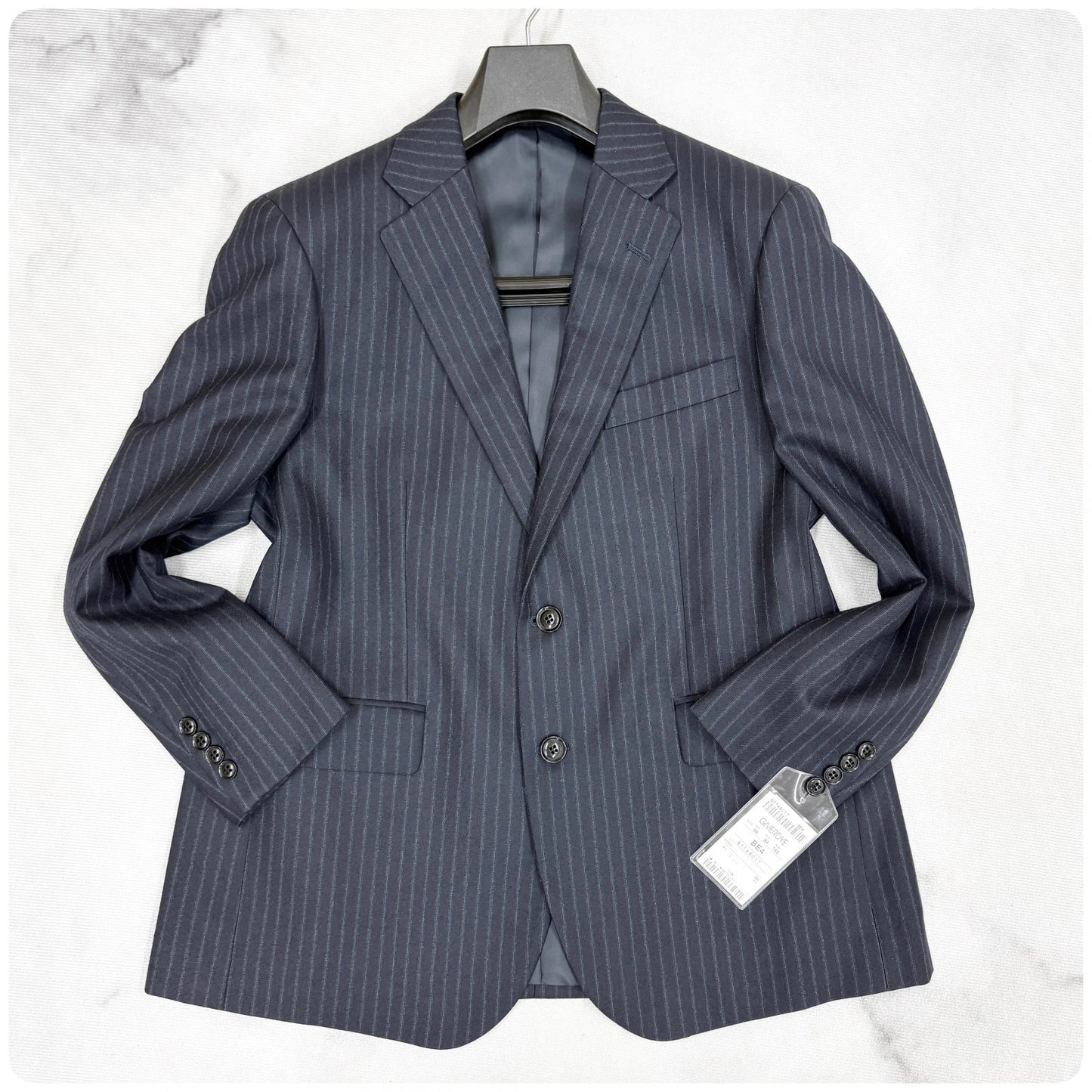 新品 GIVERDYE ジバルディ ストライプ ビジネススーツ ネイビー XL