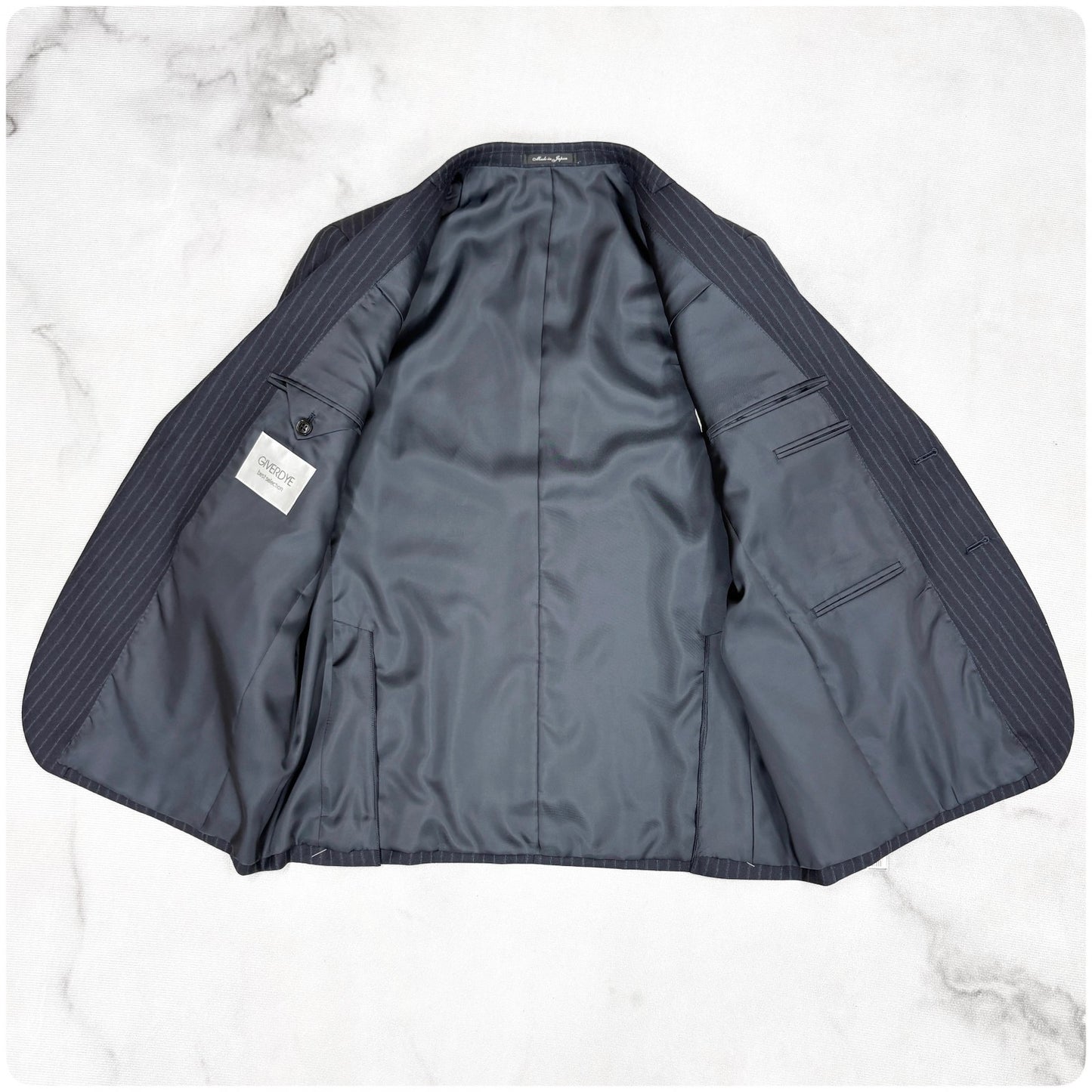新品 GIVERDYE ジバルディ ストライプ ビジネススーツ ネイビー XL