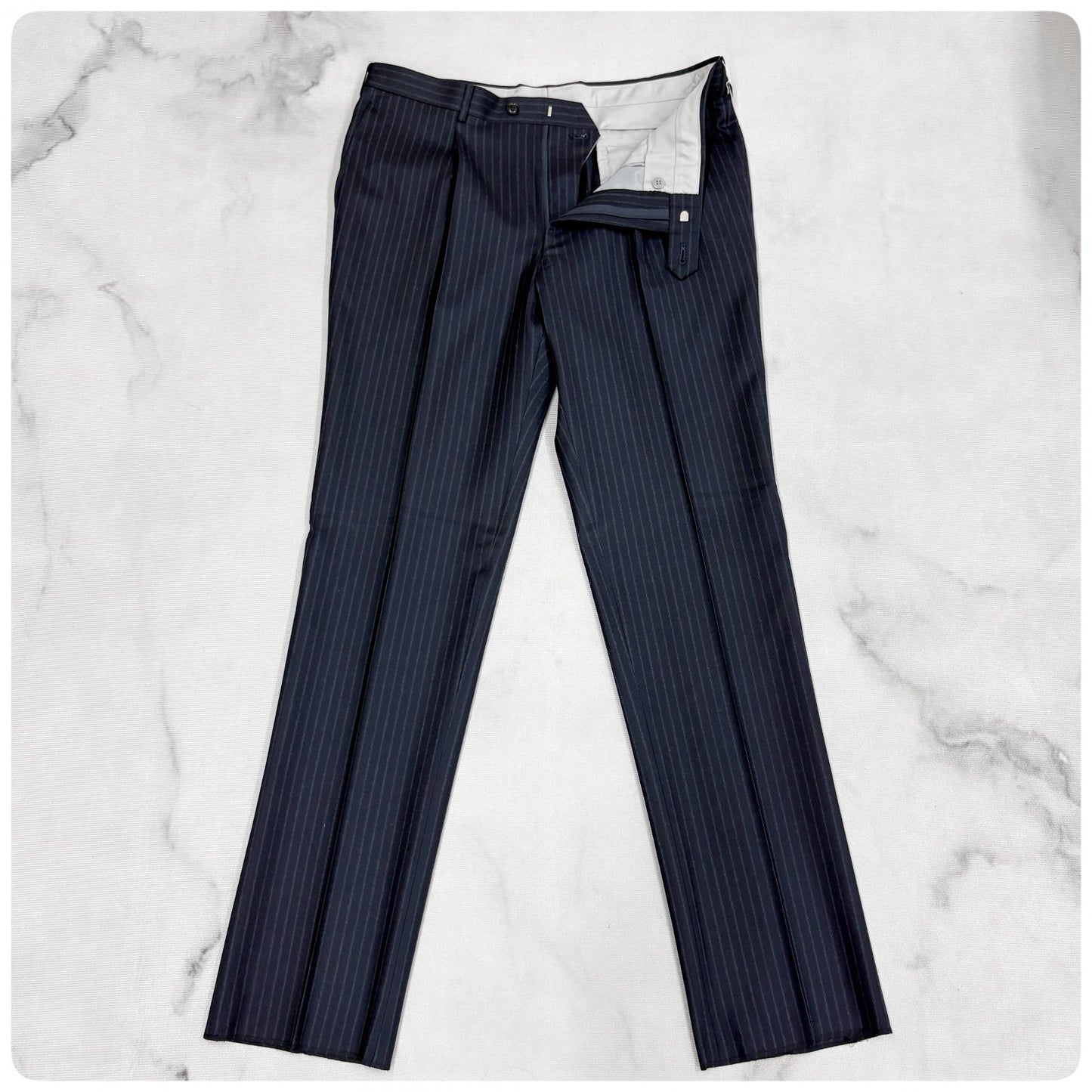 新品 GIVERDYE ジバルディ ストライプ ビジネススーツ ネイビー XL