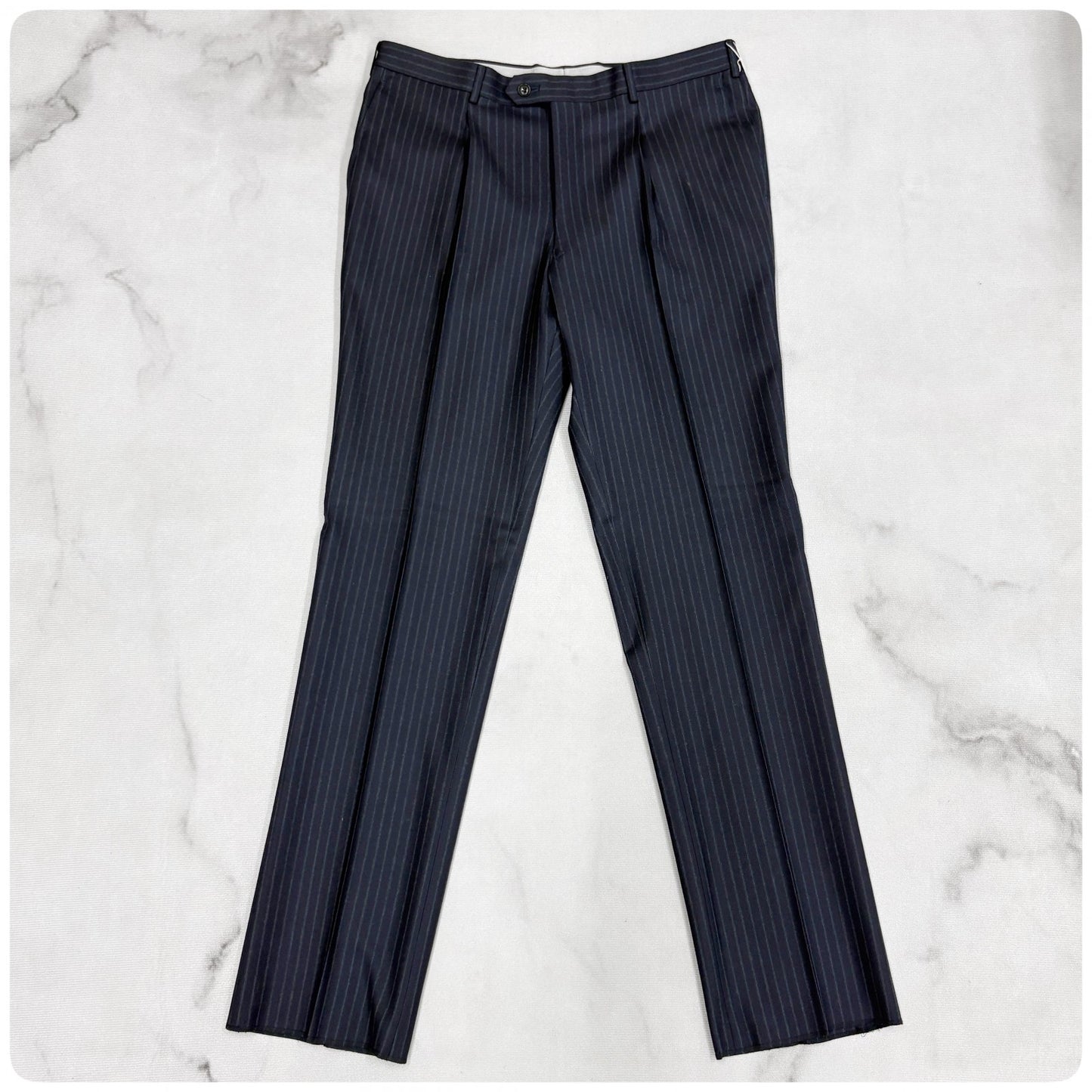 新品 GIVERDYE ジバルディ ストライプ ビジネススーツ ネイビー XL