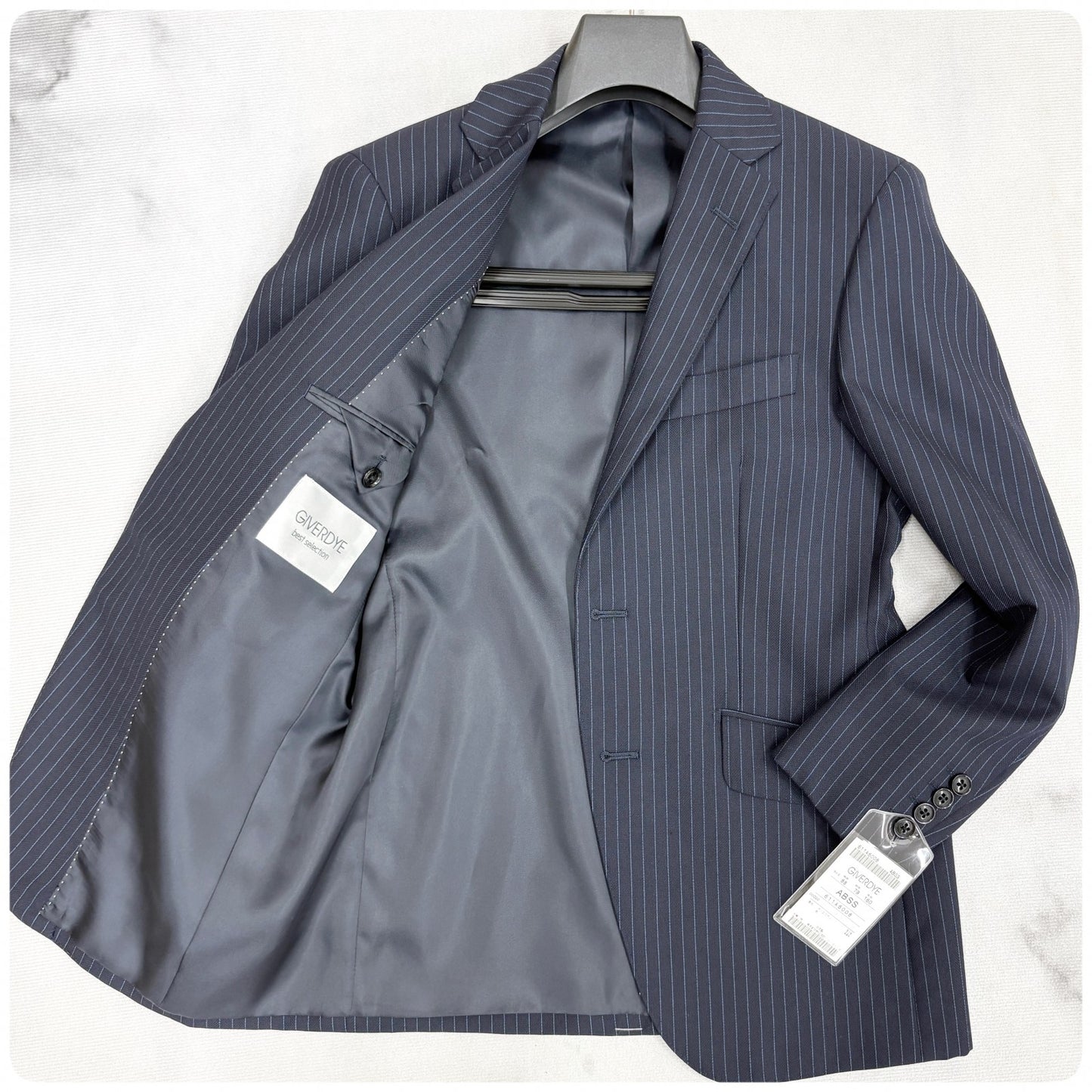 新品 GIVERDYE ジバルディ ストライプ ビジネススーツ ネイビー S