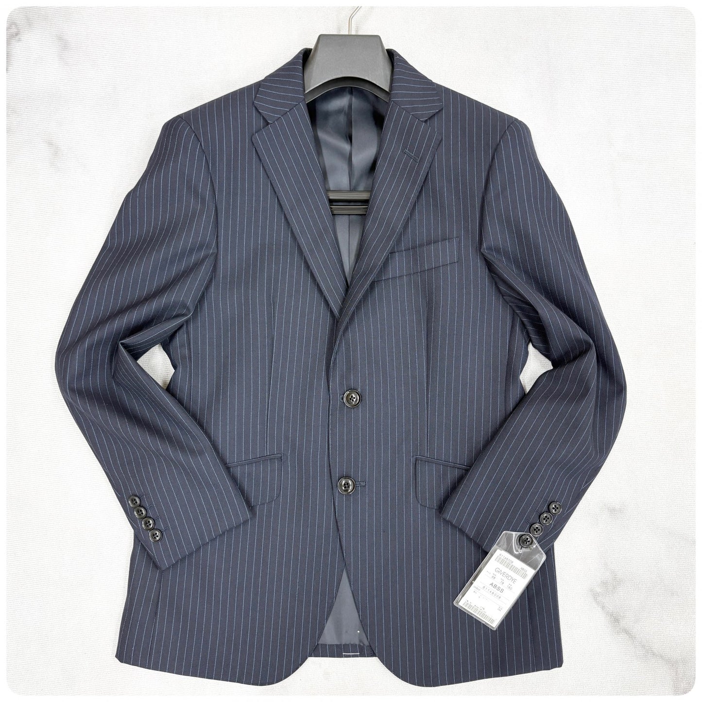新品 GIVERDYE ジバルディ ストライプ ビジネススーツ ネイビー S