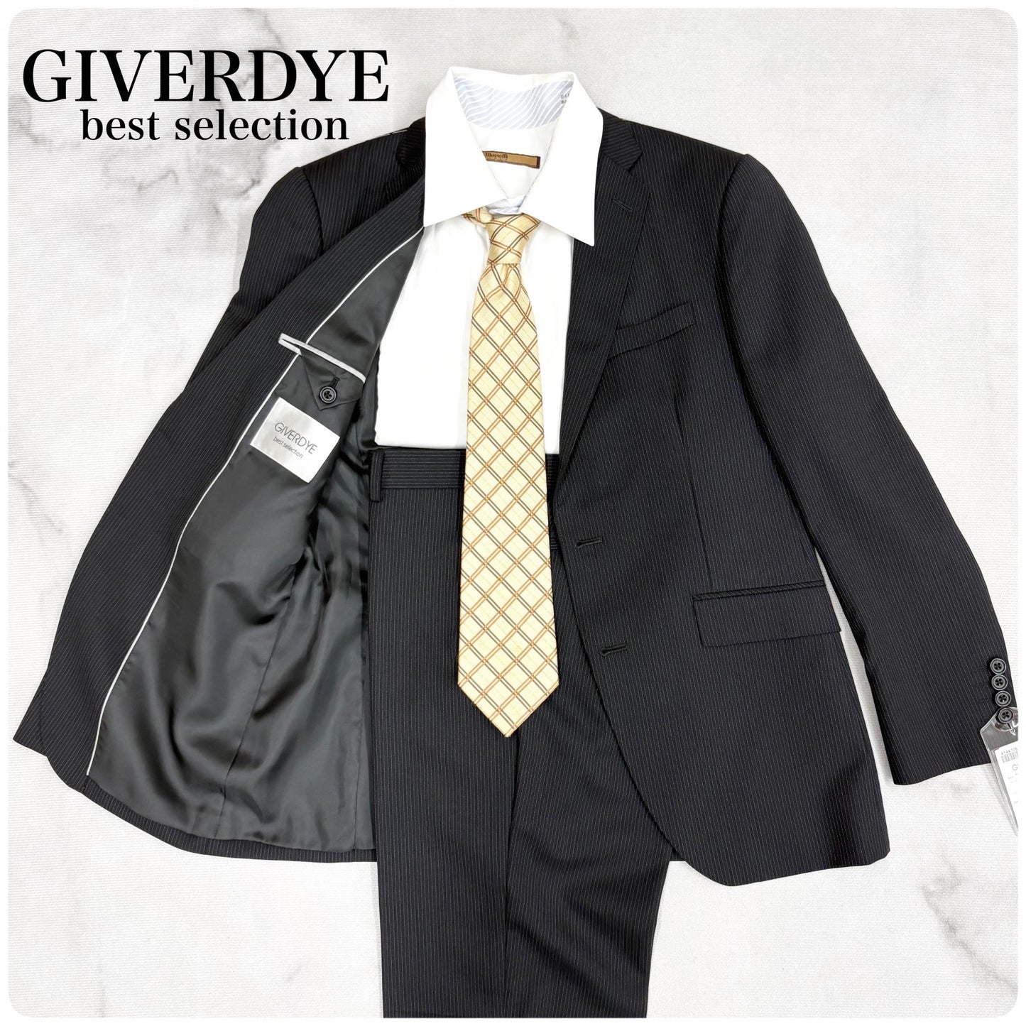 新品 GIVERDYE ジバルディ ストライプ ビジネススーツ ブラック L