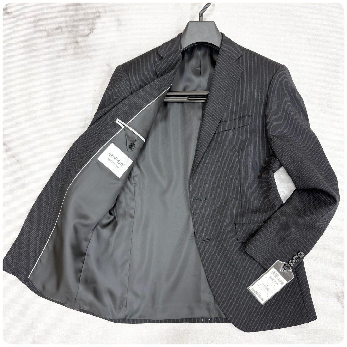 新品 GIVERDYE ジバルディ ストライプ ビジネススーツ ブラック L