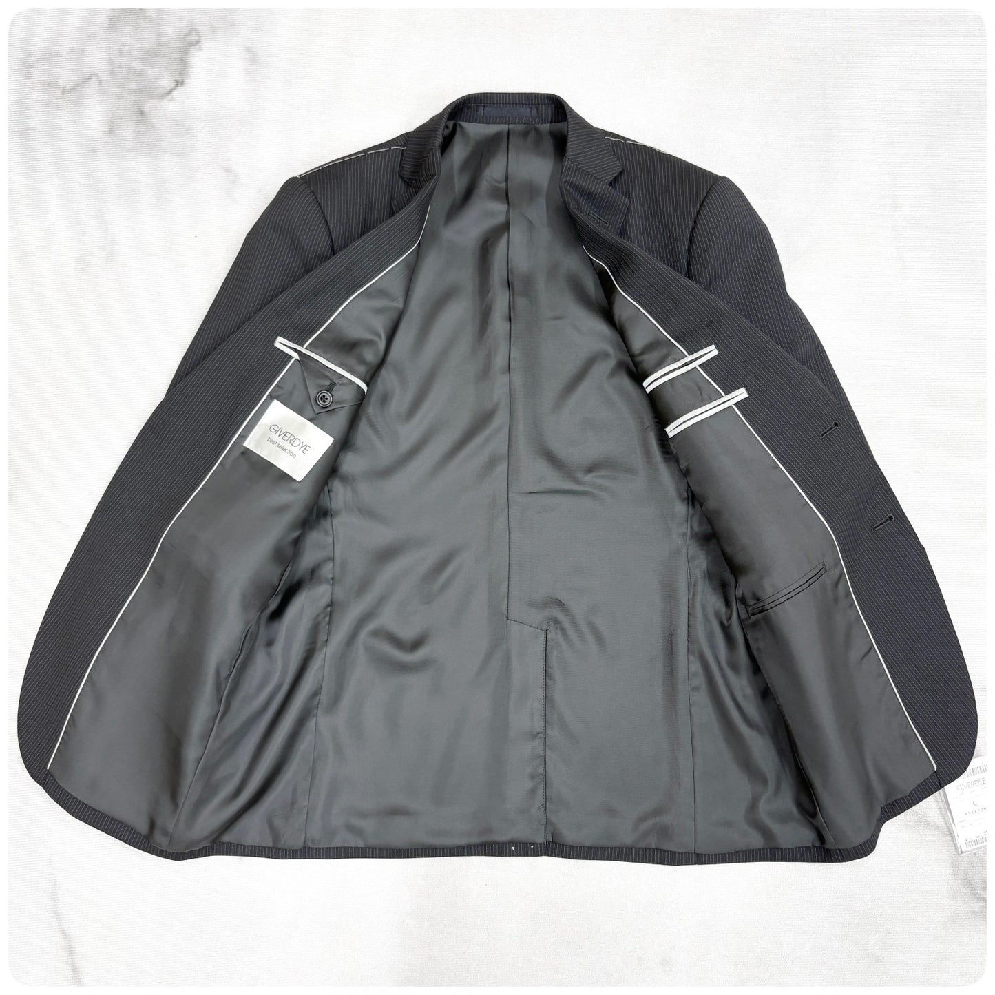 新品 GIVERDYE ジバルディ ストライプ ビジネススーツ ブラック L