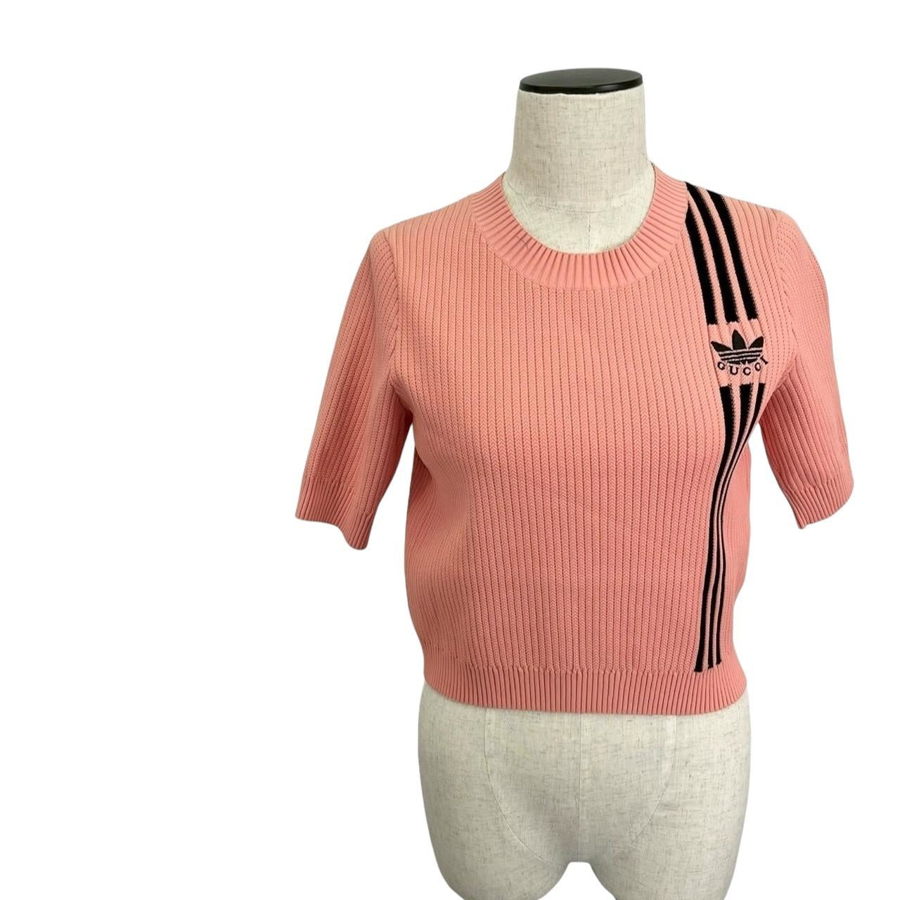 RC2601-125 GUCCI adidas ニット 半袖 ピンク S