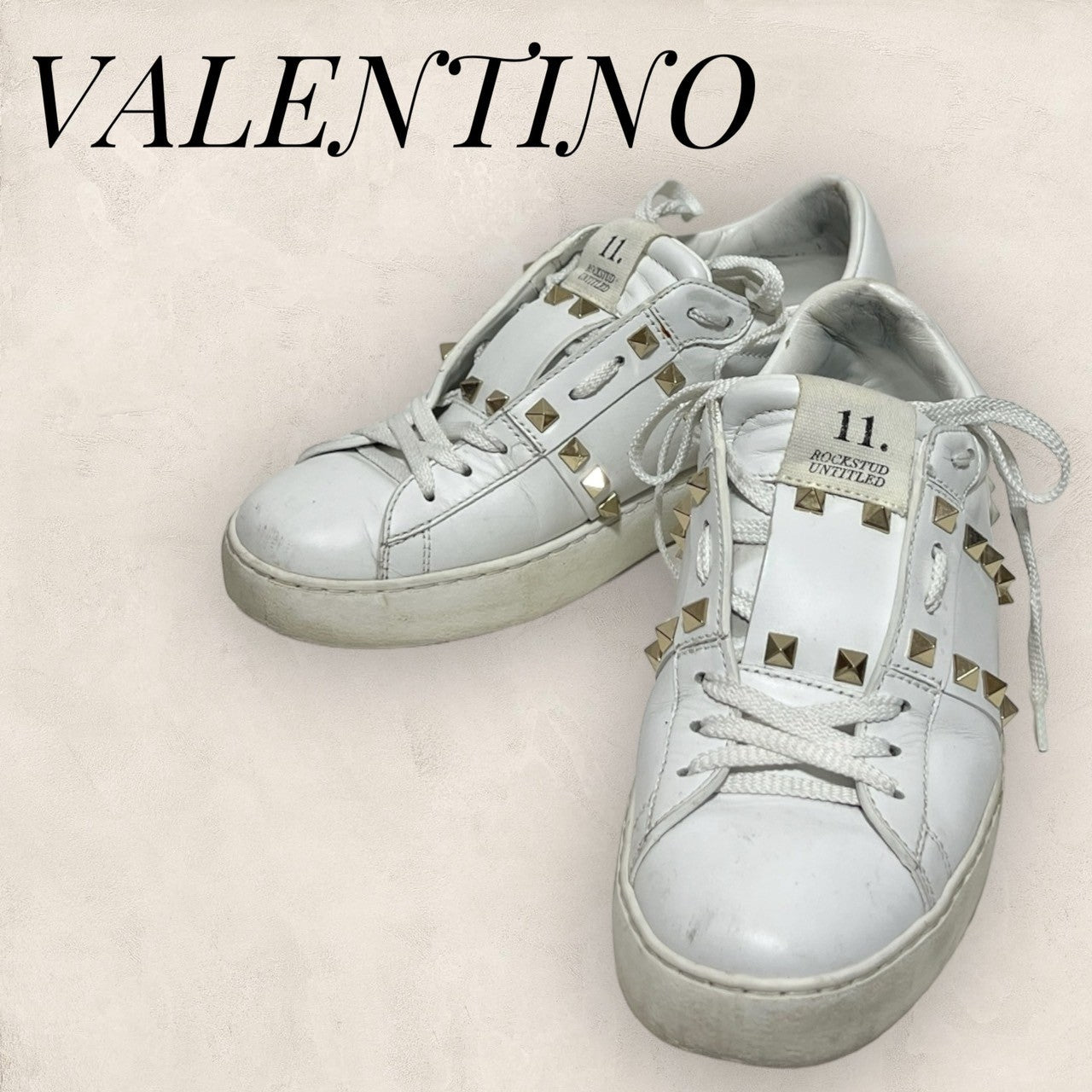 使用感あり】VALENTINO バレンティノ スニーカー 靴 ホワイト 白 