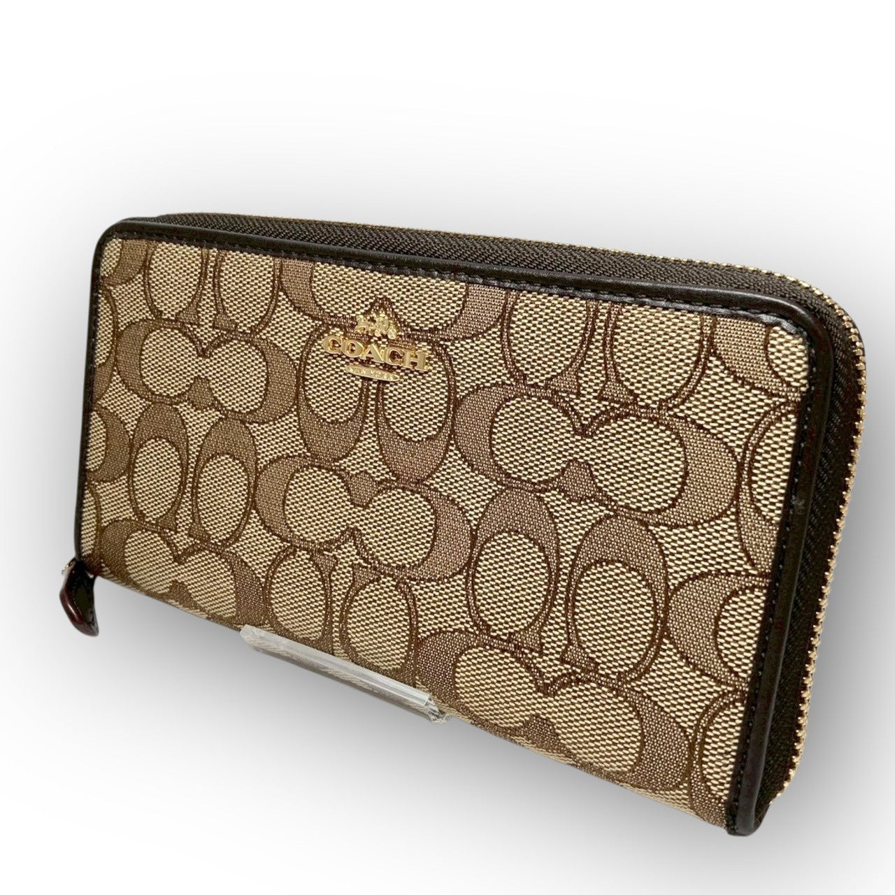 12 COACH コーチ 長財布 シグネチャー ブラウン