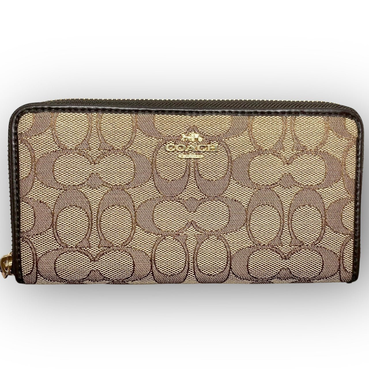 12 COACH コーチ 長財布 シグネチャー ブラウン