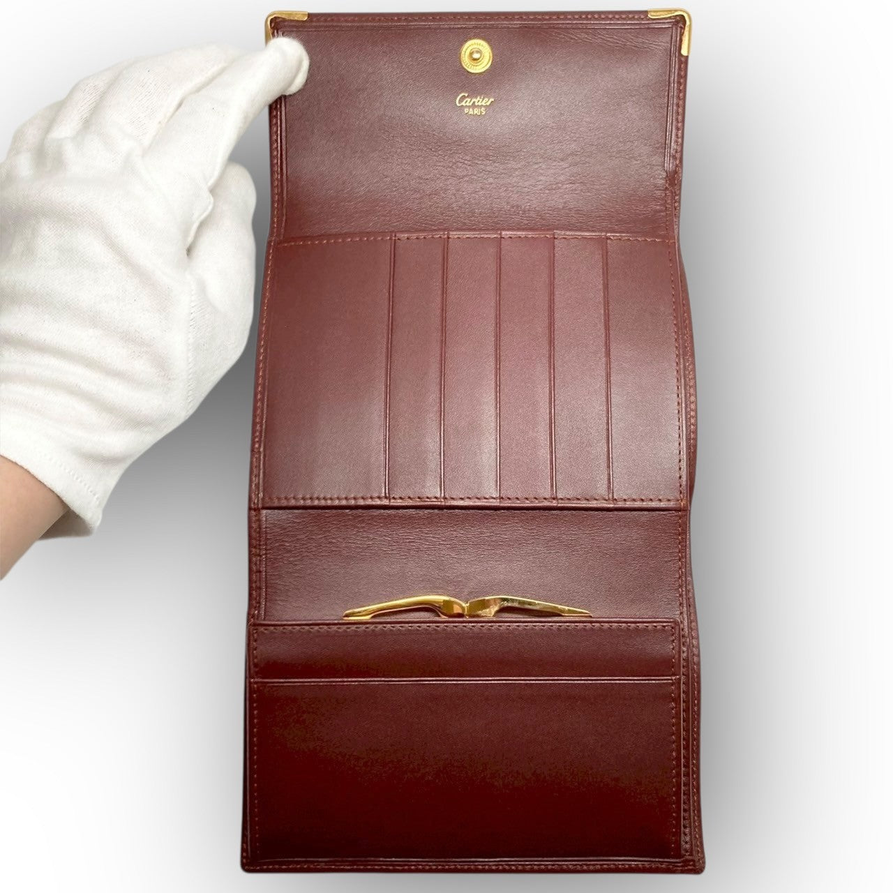 29 Cartier カルティエ 三つ折り財布 レッド