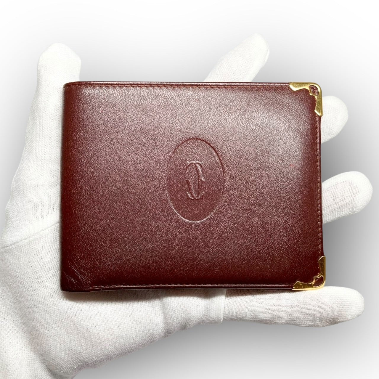 32 Cartier カルティエ 札入れ 二つ折り財布 ボルドー