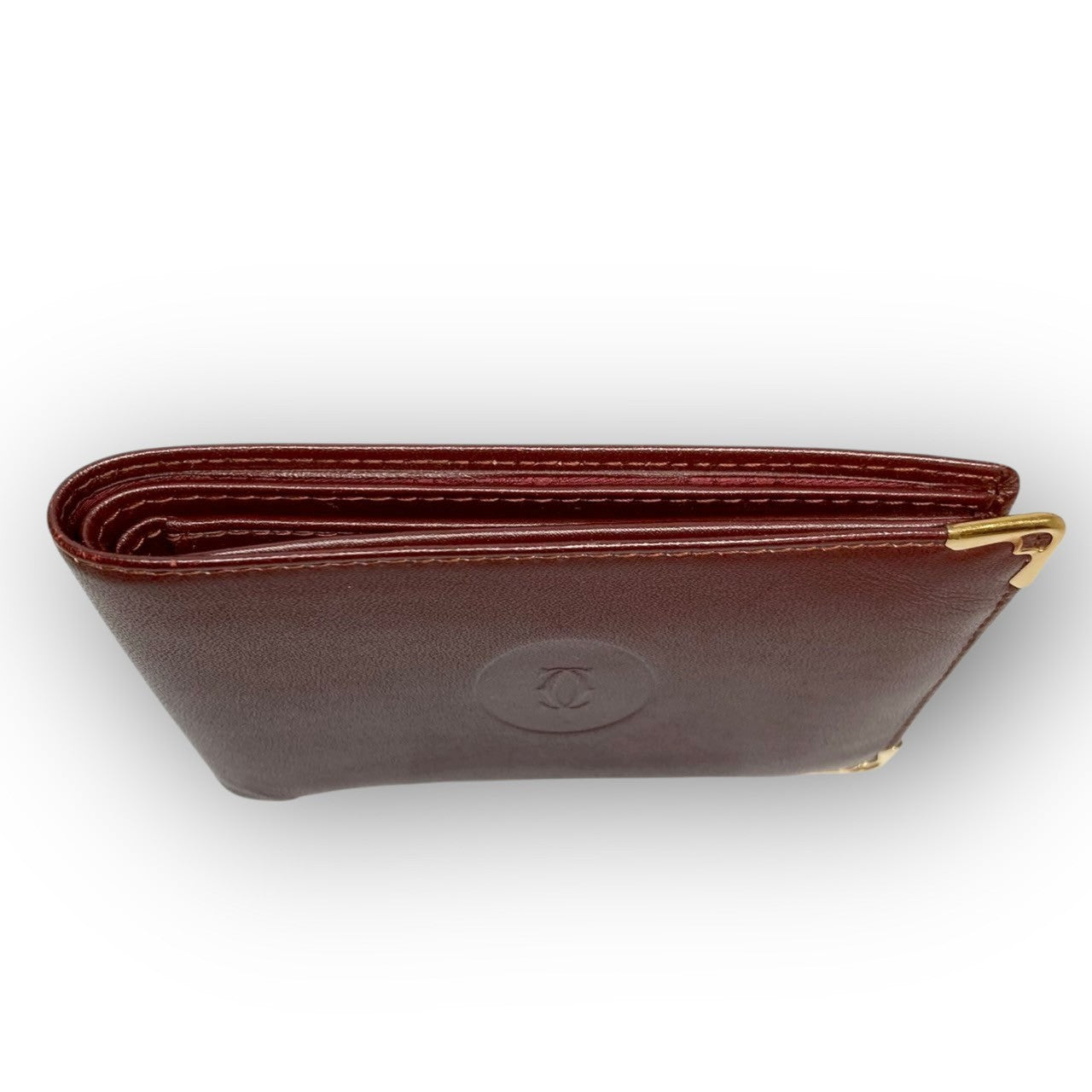 32 Cartier カルティエ 札入れ 二つ折り財布 ボルドー