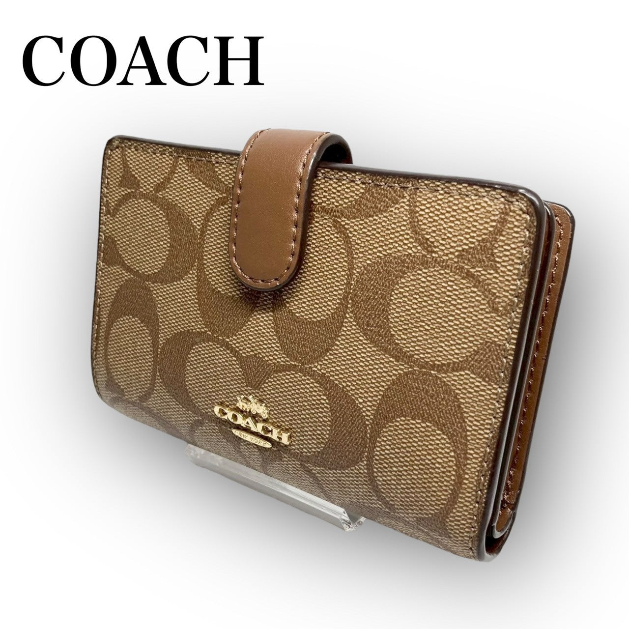35 COACH コーチ 二つ折り財布 シグネチャー ブラウン