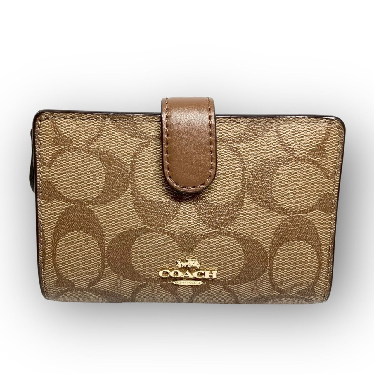 35 COACH コーチ 二つ折り財布 シグネチャー ブラウン