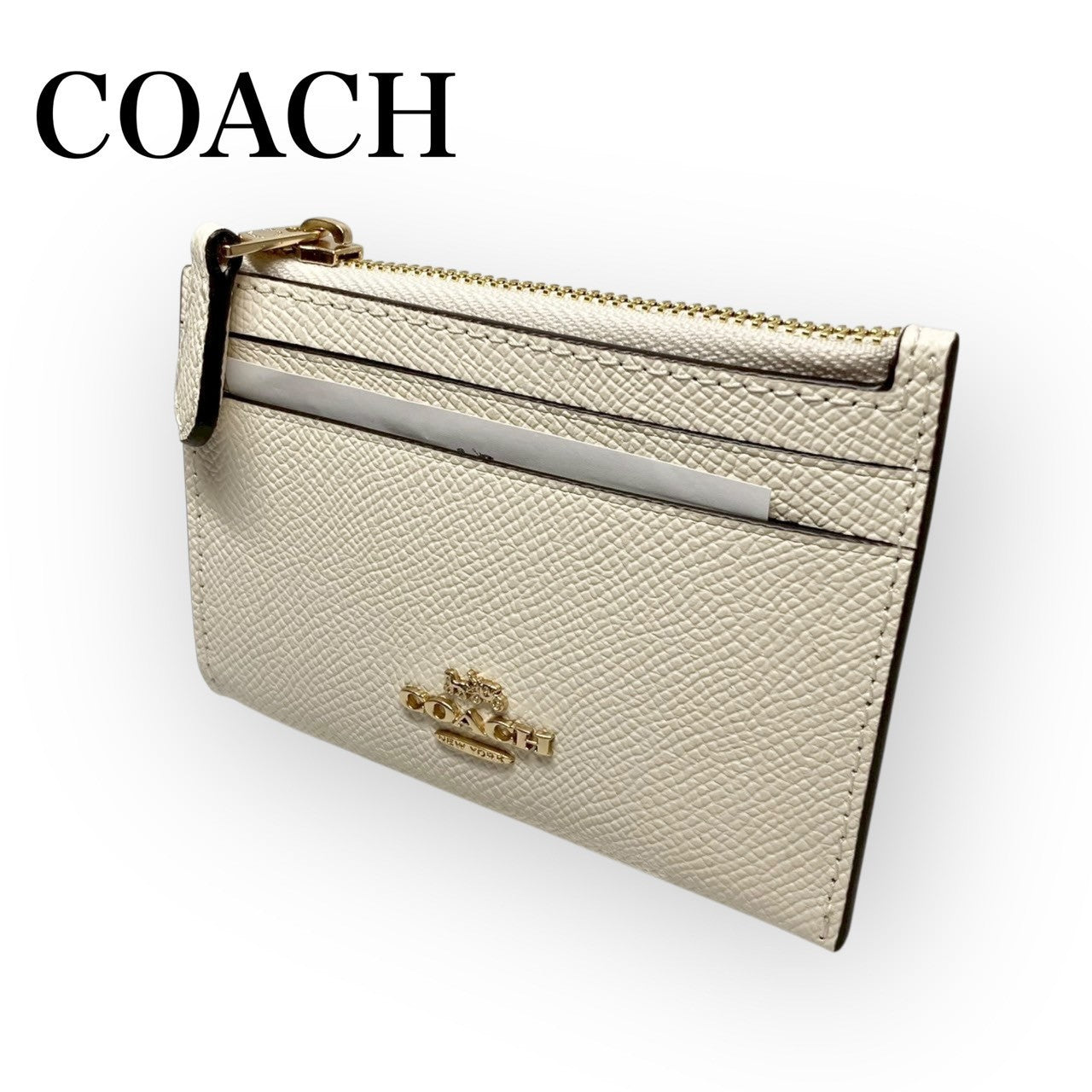 40 COACH コーチ コインケース パスケース キーホルダー付き アイボリー