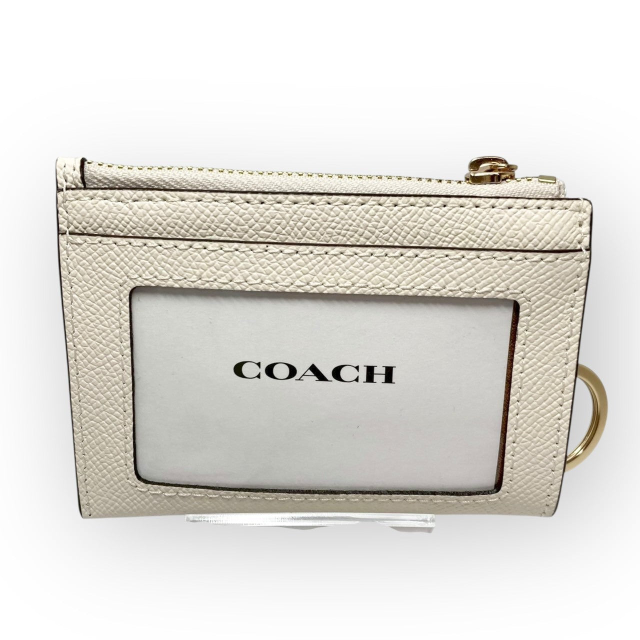 40 COACH コーチ コインケース パスケース キーホルダー付き アイボリー