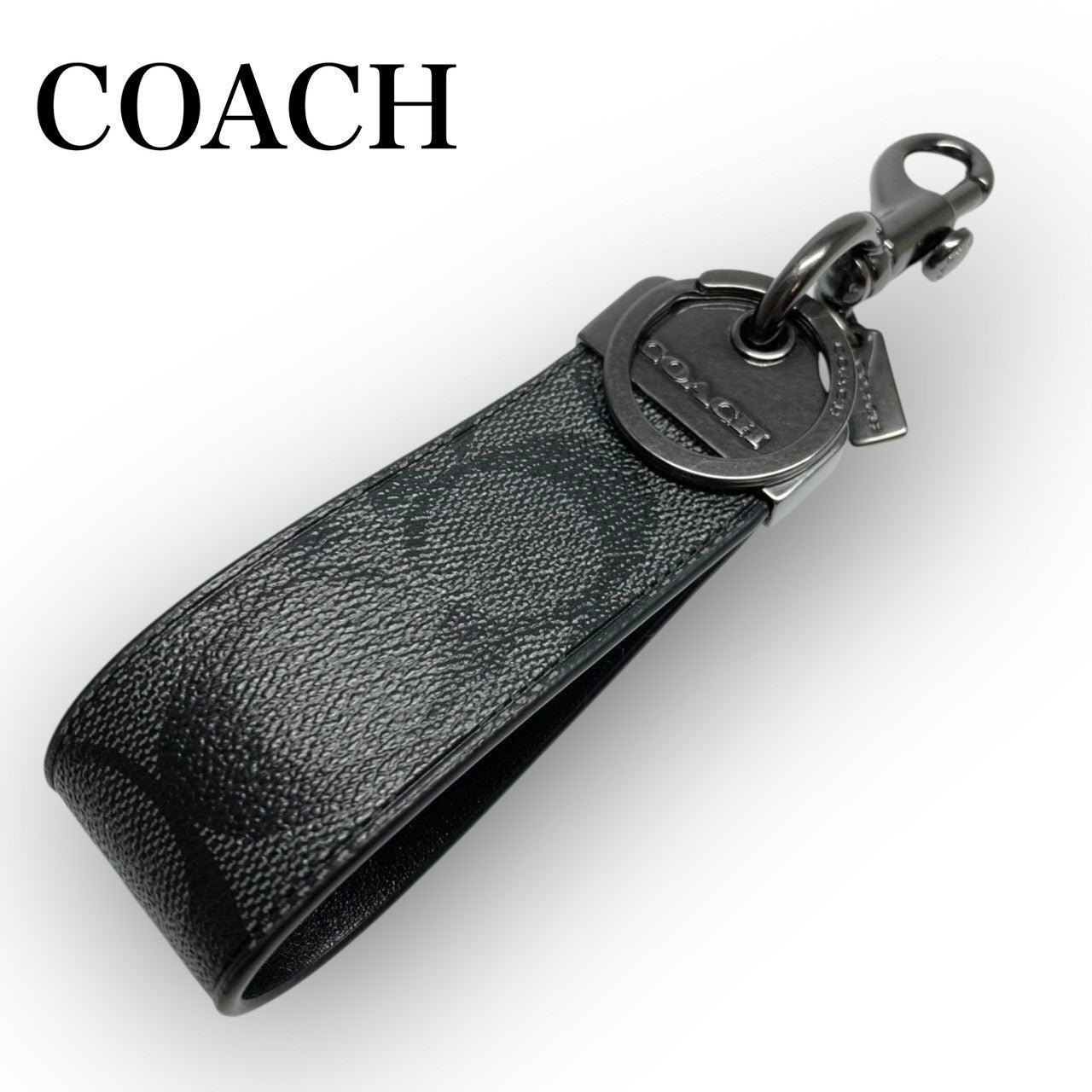 46 COACH コーチ キーリング シグネチャー グレー×シルバー