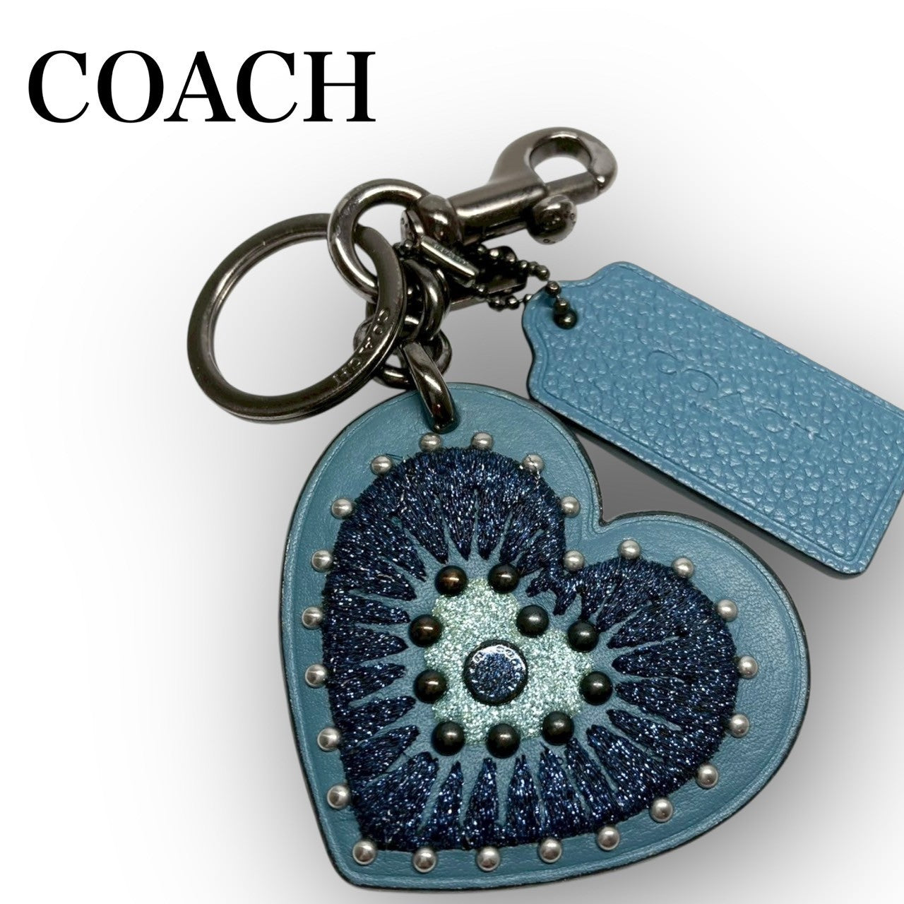 48 COACH コーチ キーリング ハート ブルー