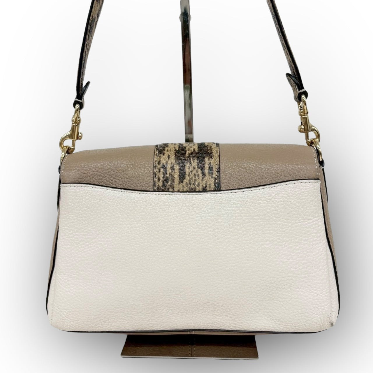 63 COACH コーチ 2way 型押し ショルダーバッグ ベージュ×アイボリー