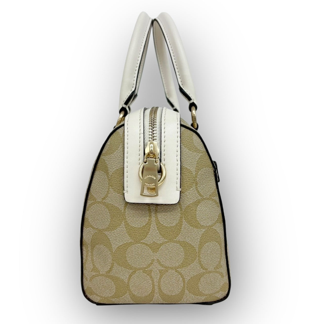 69 COACH コーチ PVCレザー 2way ショルダーバッグ ベージュ×ホワイト