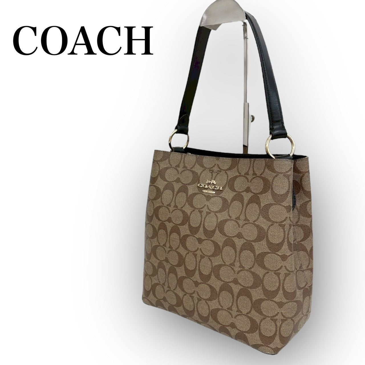70 COACH コーチ トートバッグ シグネチャー ブラウン