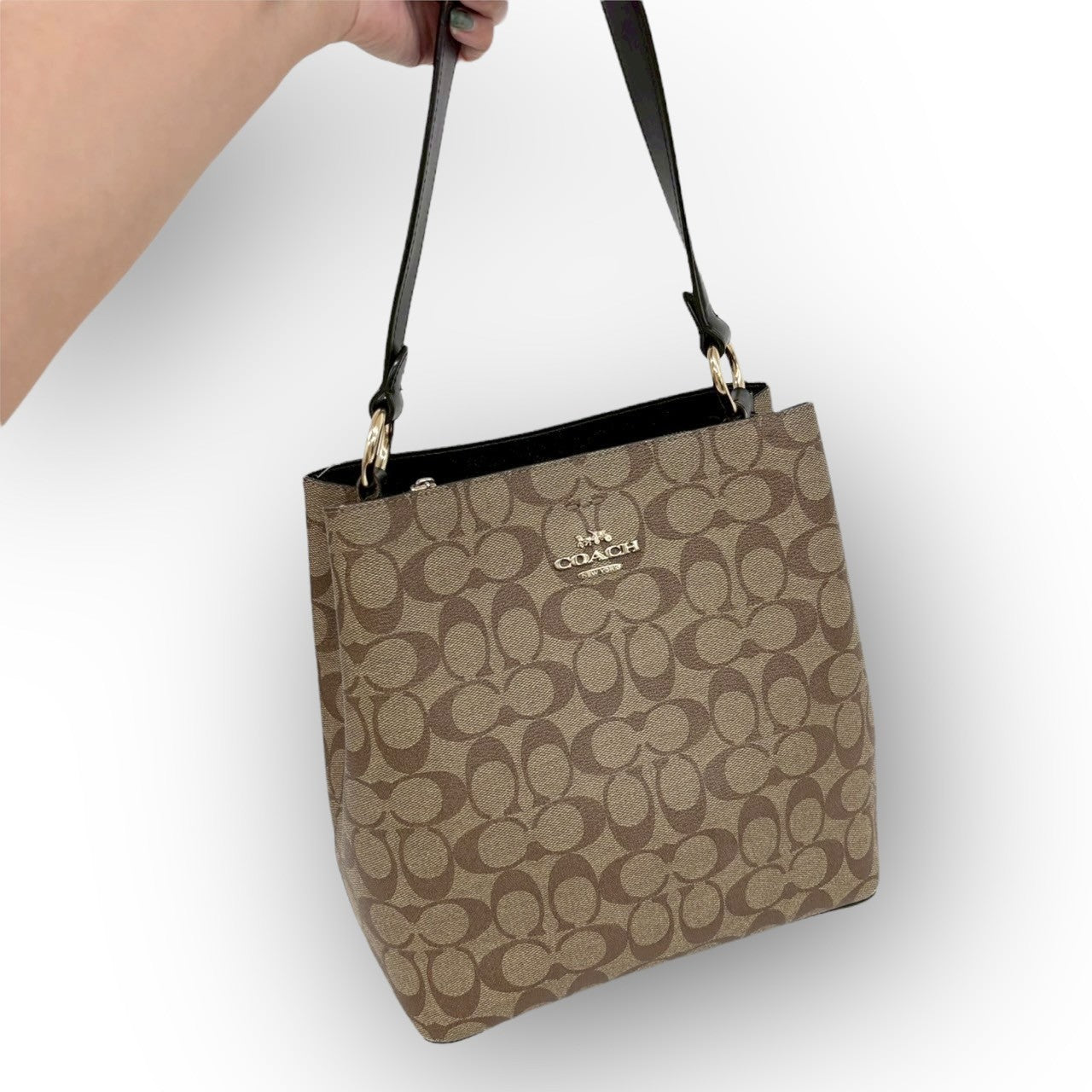 70 COACH コーチ トートバッグ シグネチャー ブラウン