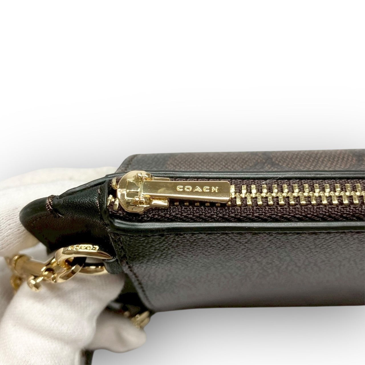 75 COACH コーチ チェーンバッグ スマホショルダー シグネチャー ブラウン/ブラック