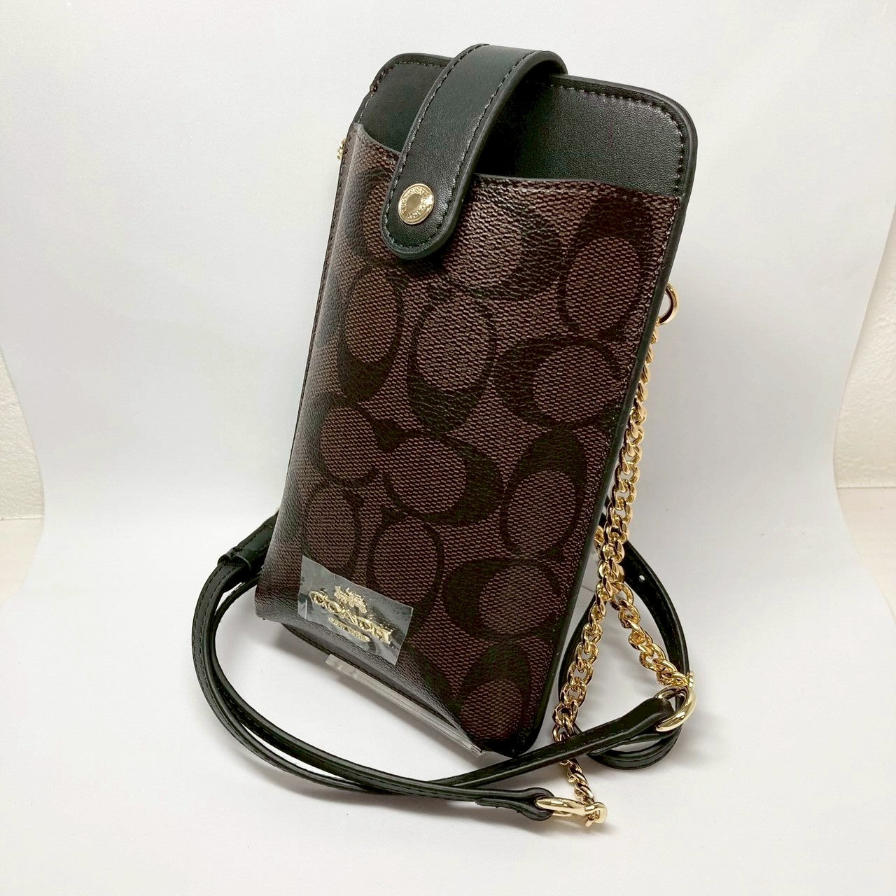 75 COACH コーチ チェーンバッグ スマホショルダー シグネチャー ブラウン/ブラック