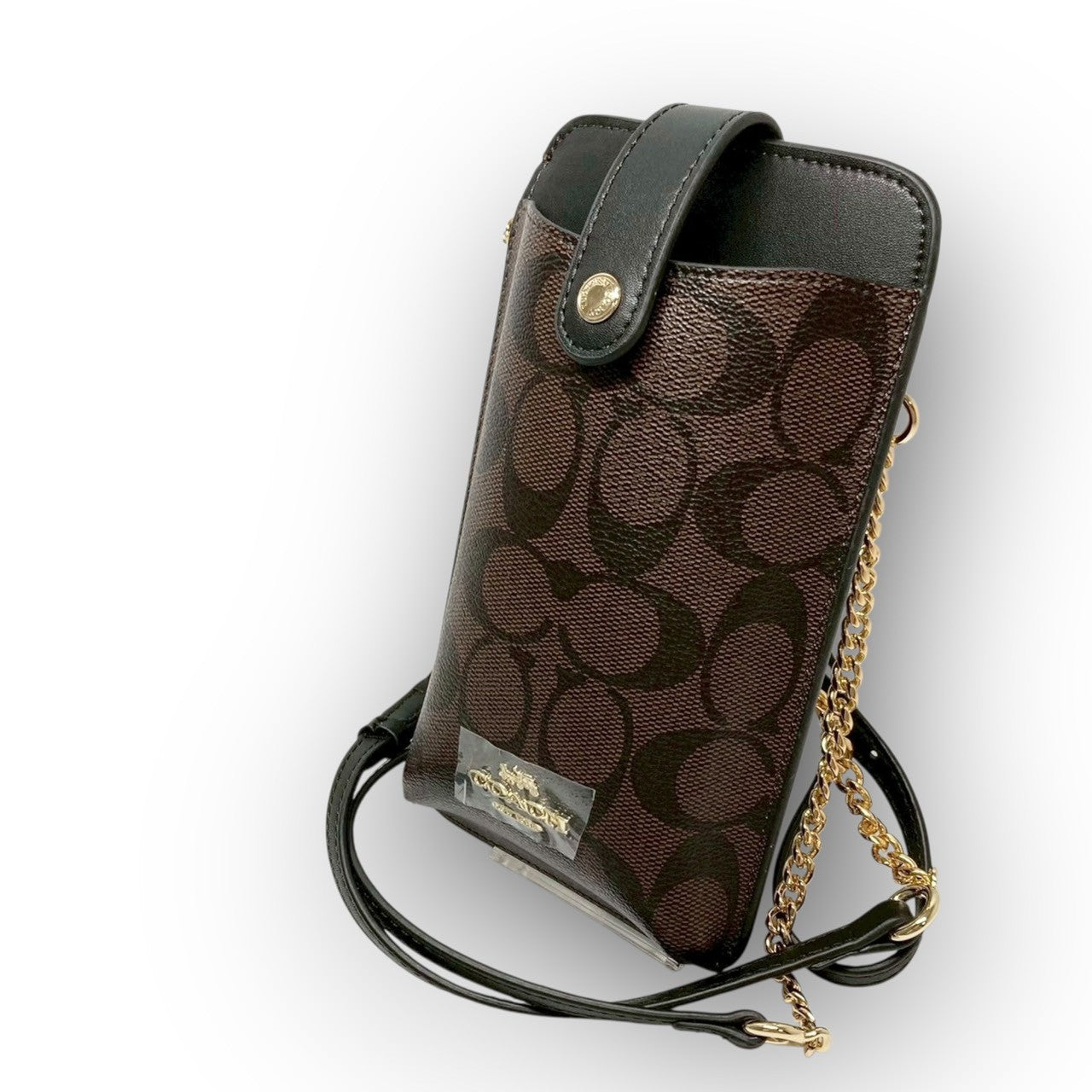 75 COACH コーチ チェーンバッグ スマホショルダー シグネチャー ブラウン/ブラック