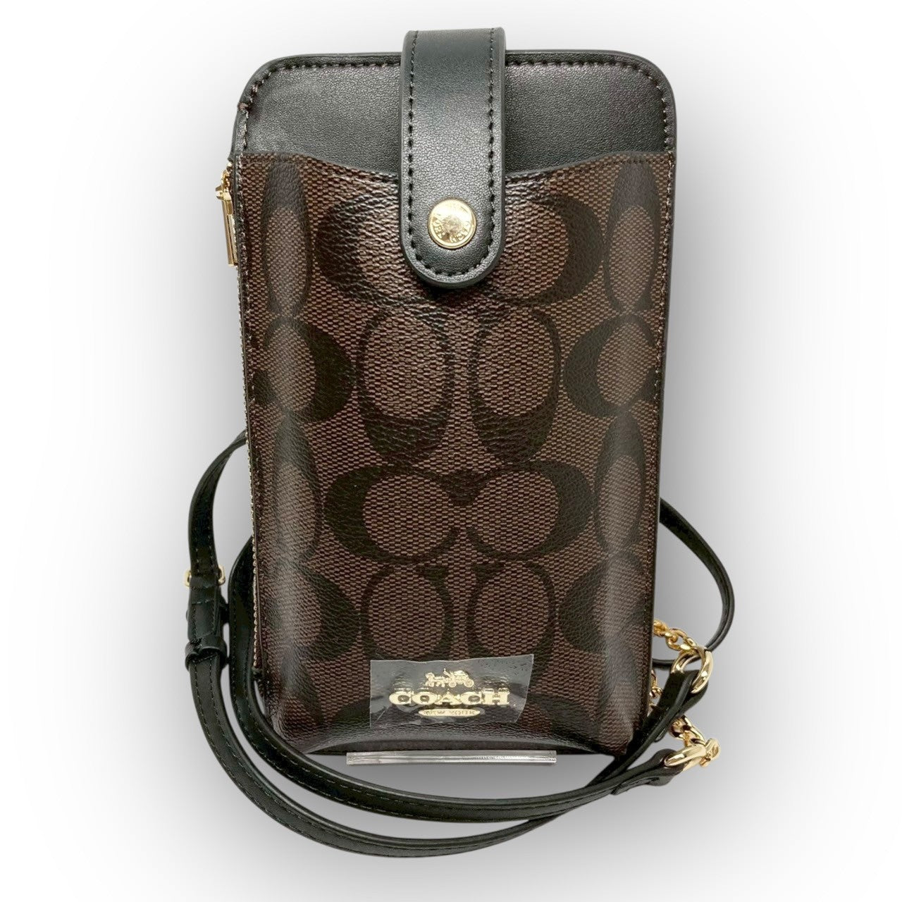 75 COACH コーチ チェーンバッグ スマホショルダー シグネチャー ブラウン/ブラック