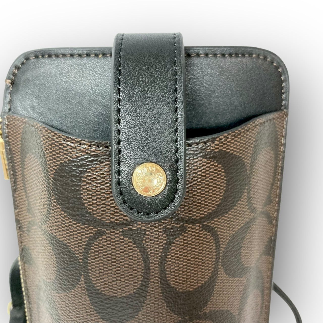 75 COACH コーチ チェーンバッグ スマホショルダー シグネチャー ブラウン/ブラック
