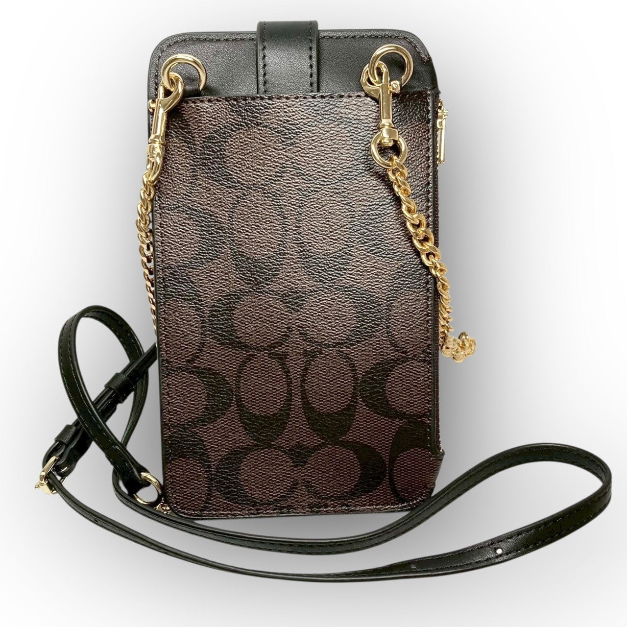 75 COACH コーチ チェーンバッグ スマホショルダー シグネチャー ブラウン/ブラック