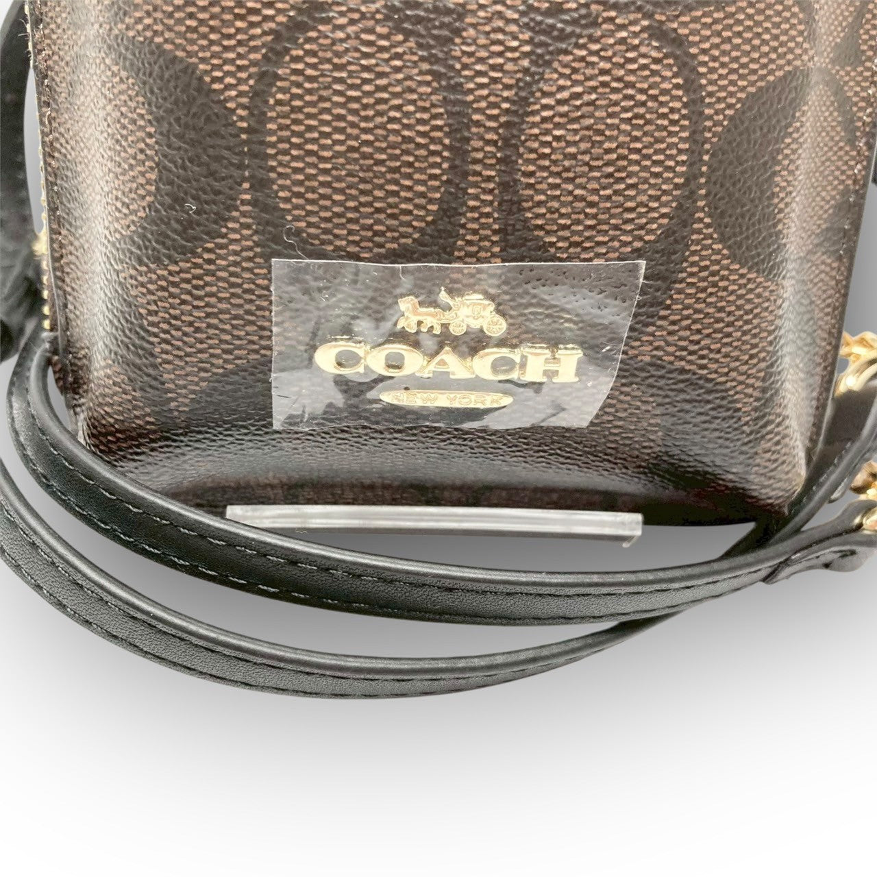 75 COACH コーチ チェーンバッグ スマホショルダー シグネチャー ブラウン/ブラック