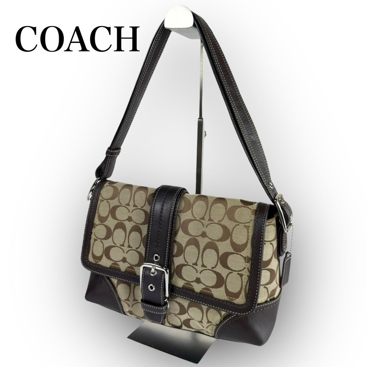 83 COACH コーチ トートバッグ シグネチャー×レザー