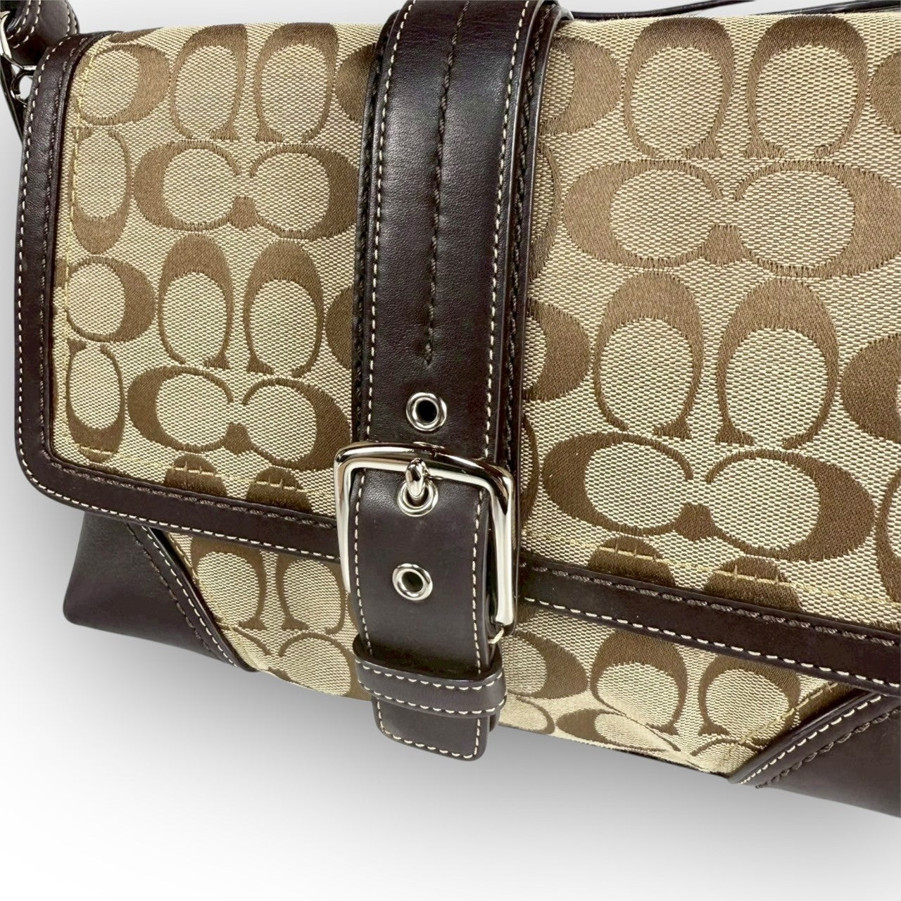 83 COACH コーチ トートバッグ シグネチャー×レザー