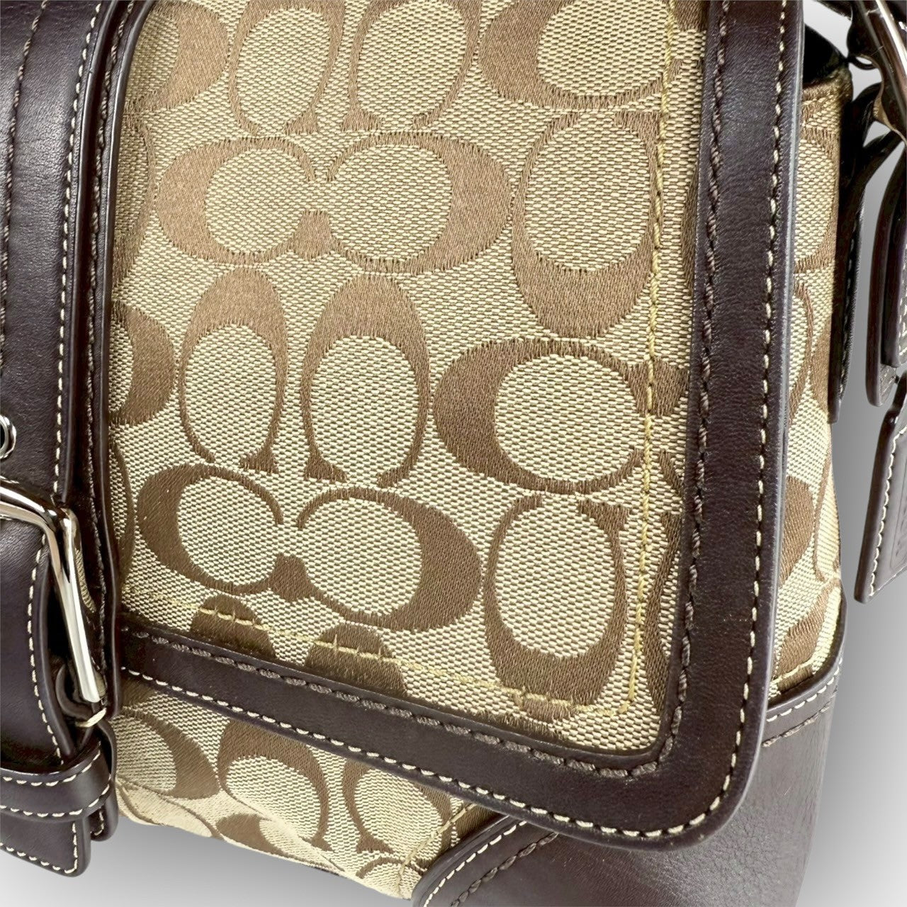 83 COACH コーチ トートバッグ シグネチャー×レザー