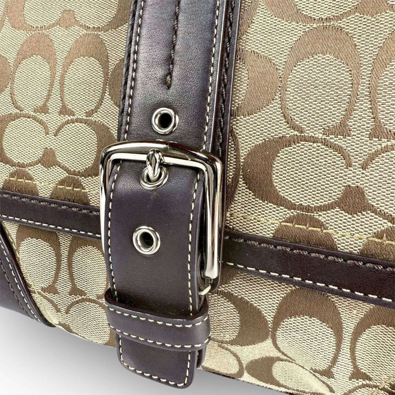 83 COACH コーチ トートバッグ シグネチャー×レザー