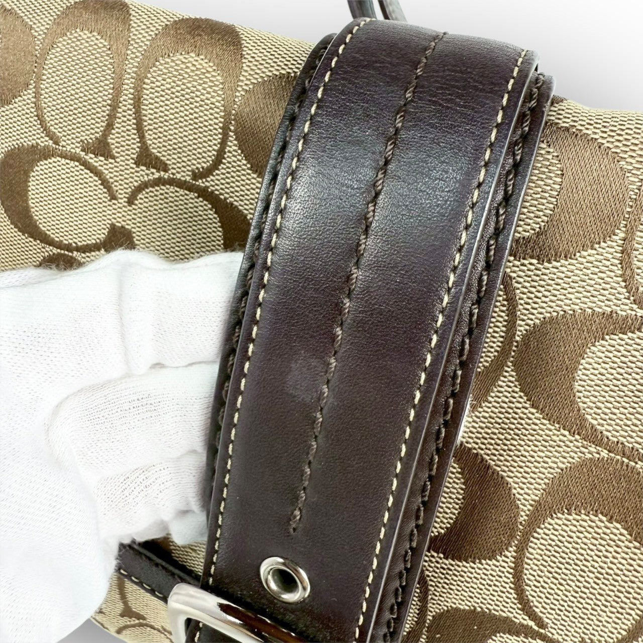 83 COACH コーチ トートバッグ シグネチャー×レザー