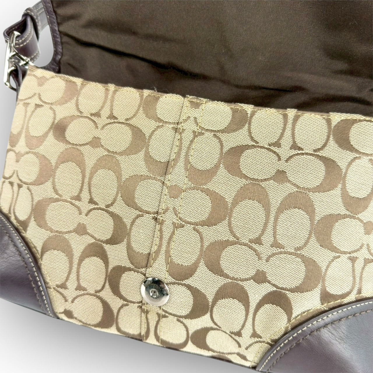 83 COACH コーチ トートバッグ シグネチャー×レザー
