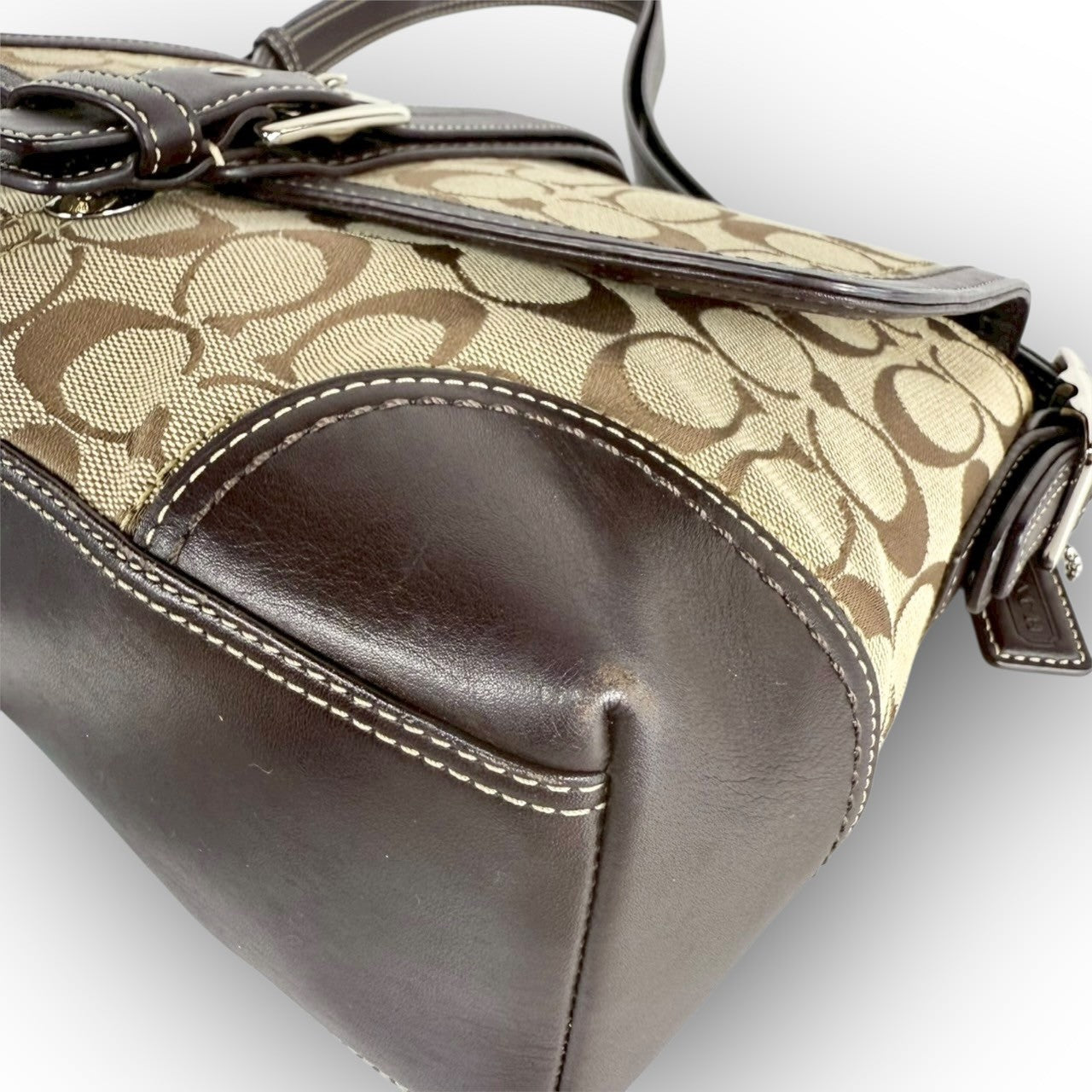 83 COACH コーチ トートバッグ シグネチャー×レザー