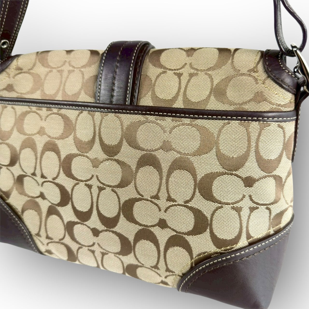 83 COACH コーチ トートバッグ シグネチャー×レザー