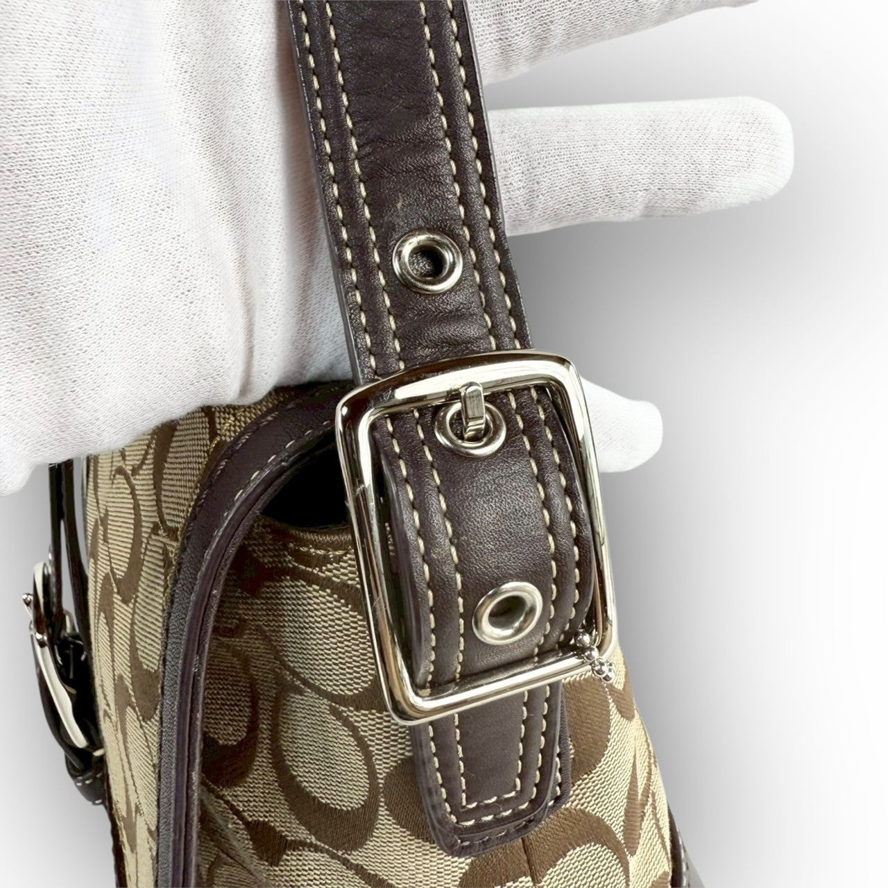 83 COACH コーチ トートバッグ シグネチャー×レザー