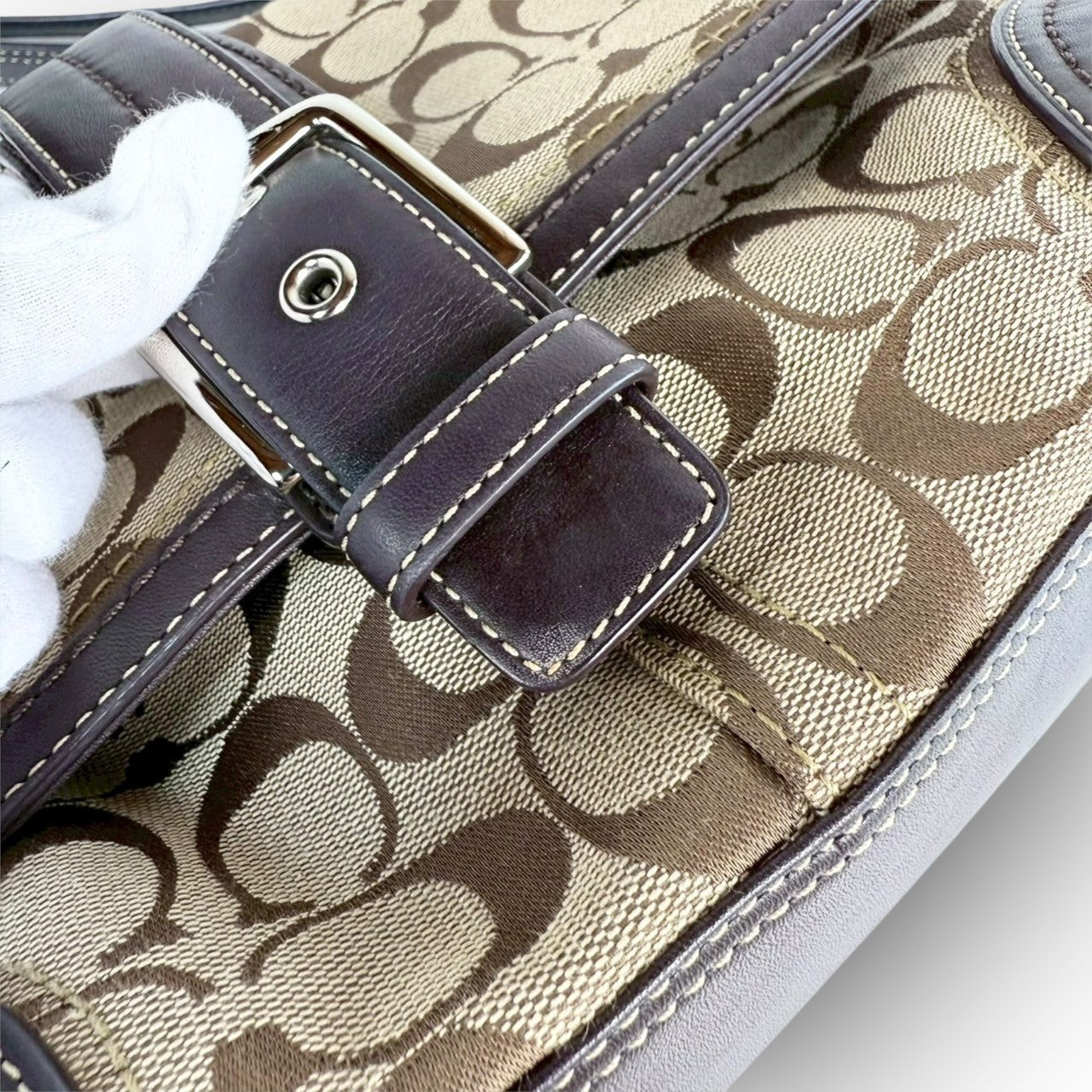 83 COACH コーチ トートバッグ シグネチャー×レザー