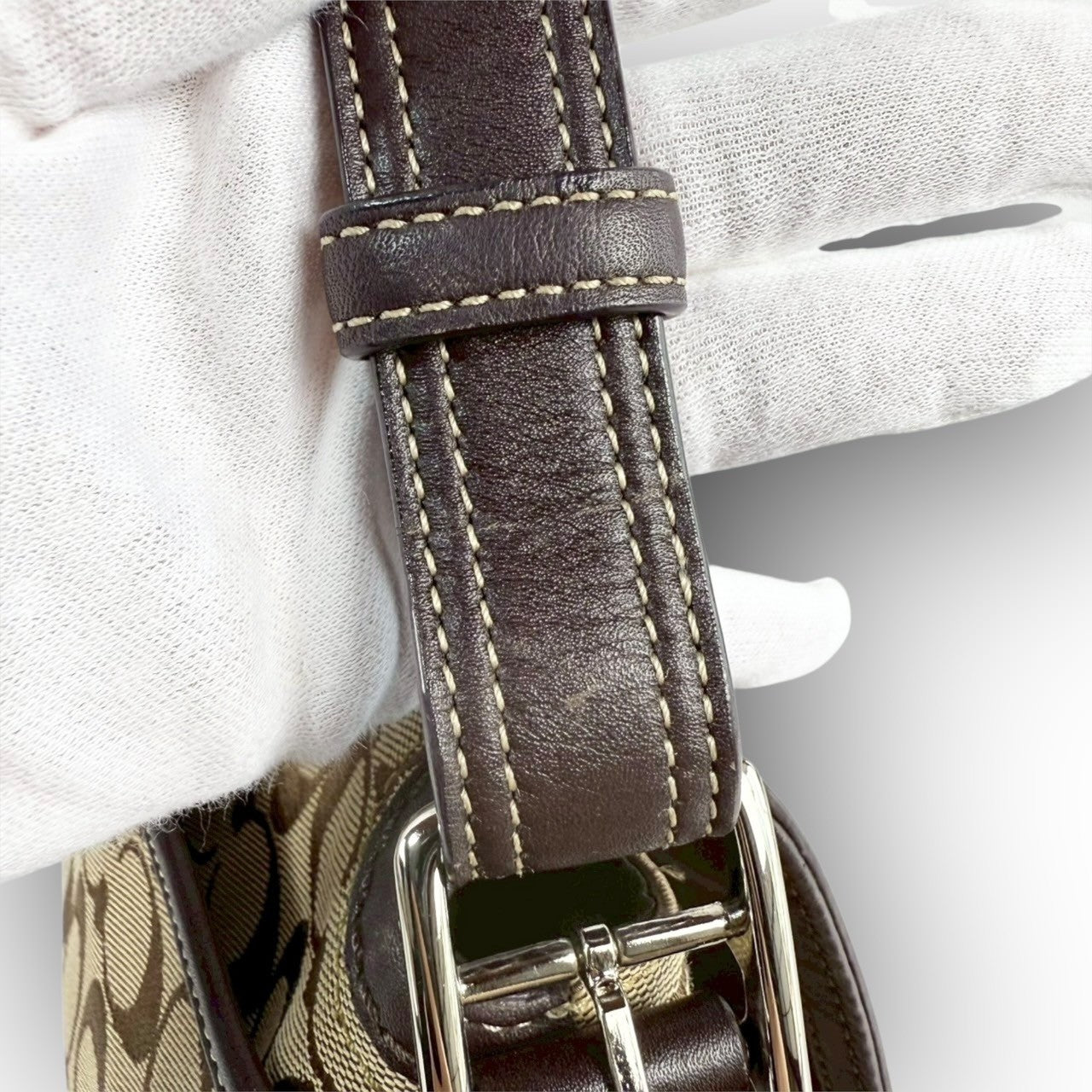 83 COACH コーチ トートバッグ シグネチャー×レザー
